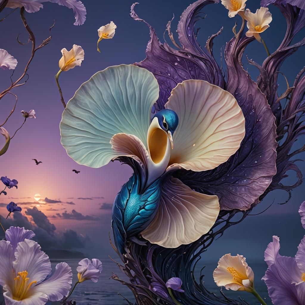 Surreal Bioluminescent Organism in Maximalist Style