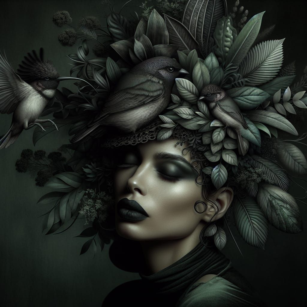 Surreal Portrait of a Serene Woman in Nature