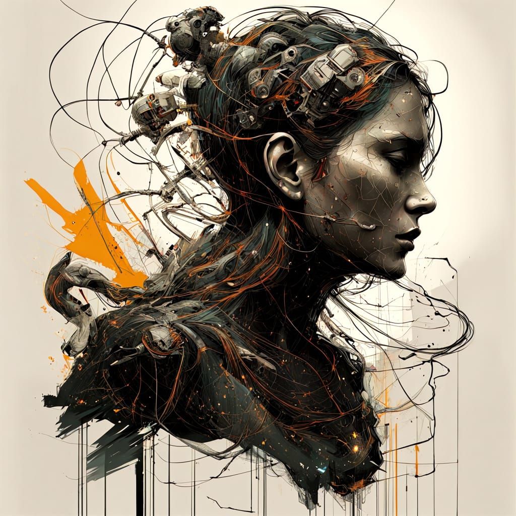 Surreal Wire Station in Cyberpunk Aesthetic