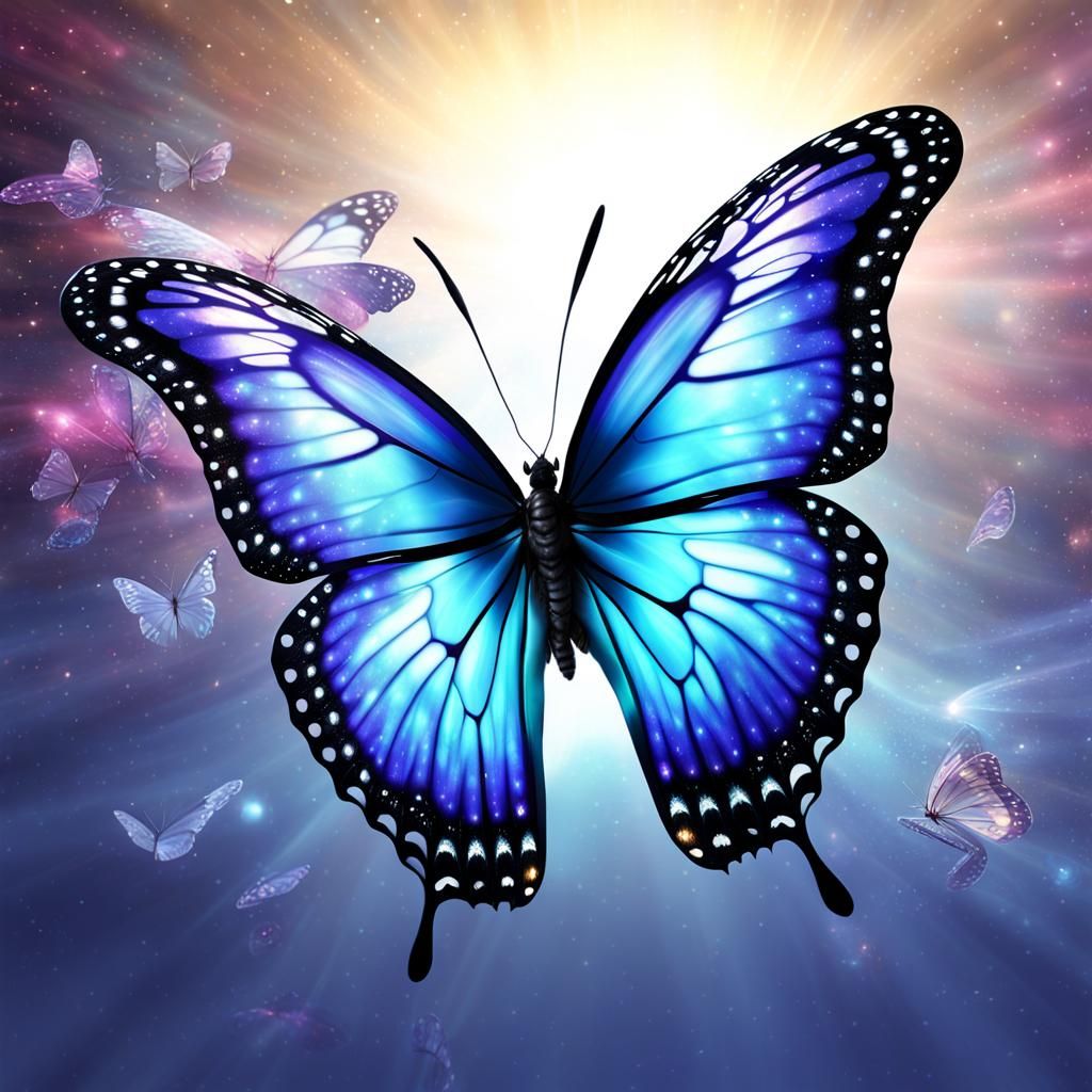Cosmic Crystalline Butterfly in Digital Art Style