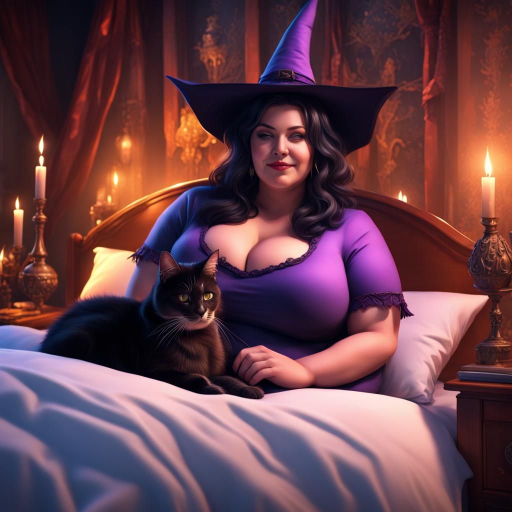 BBW Witch with Cat Ears in Fantasy Art