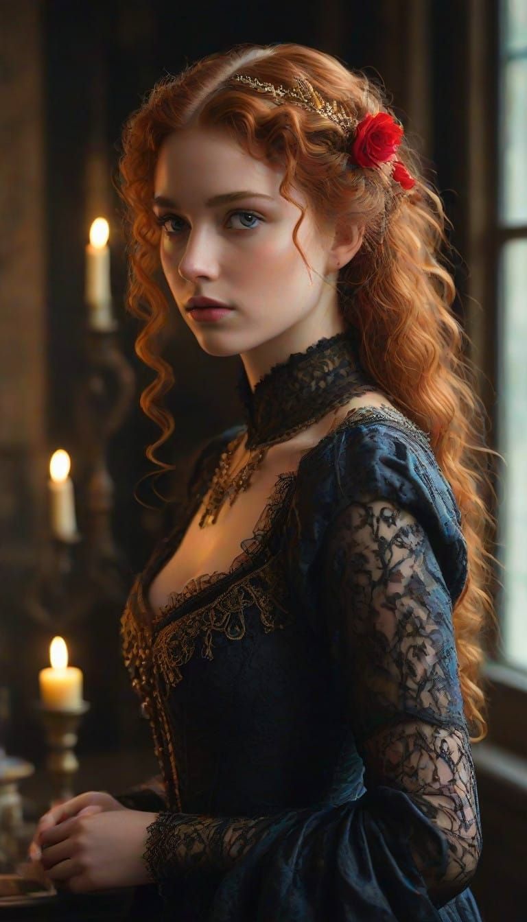 Steampunk Angel in Pre Raphaelite Style Oil Painting