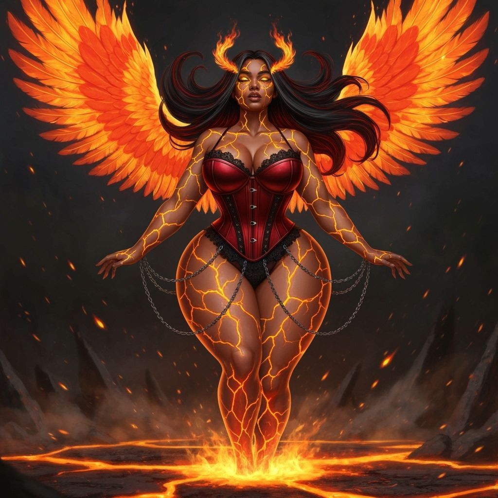 Goddess Rebirth: Woman Rising from Lava