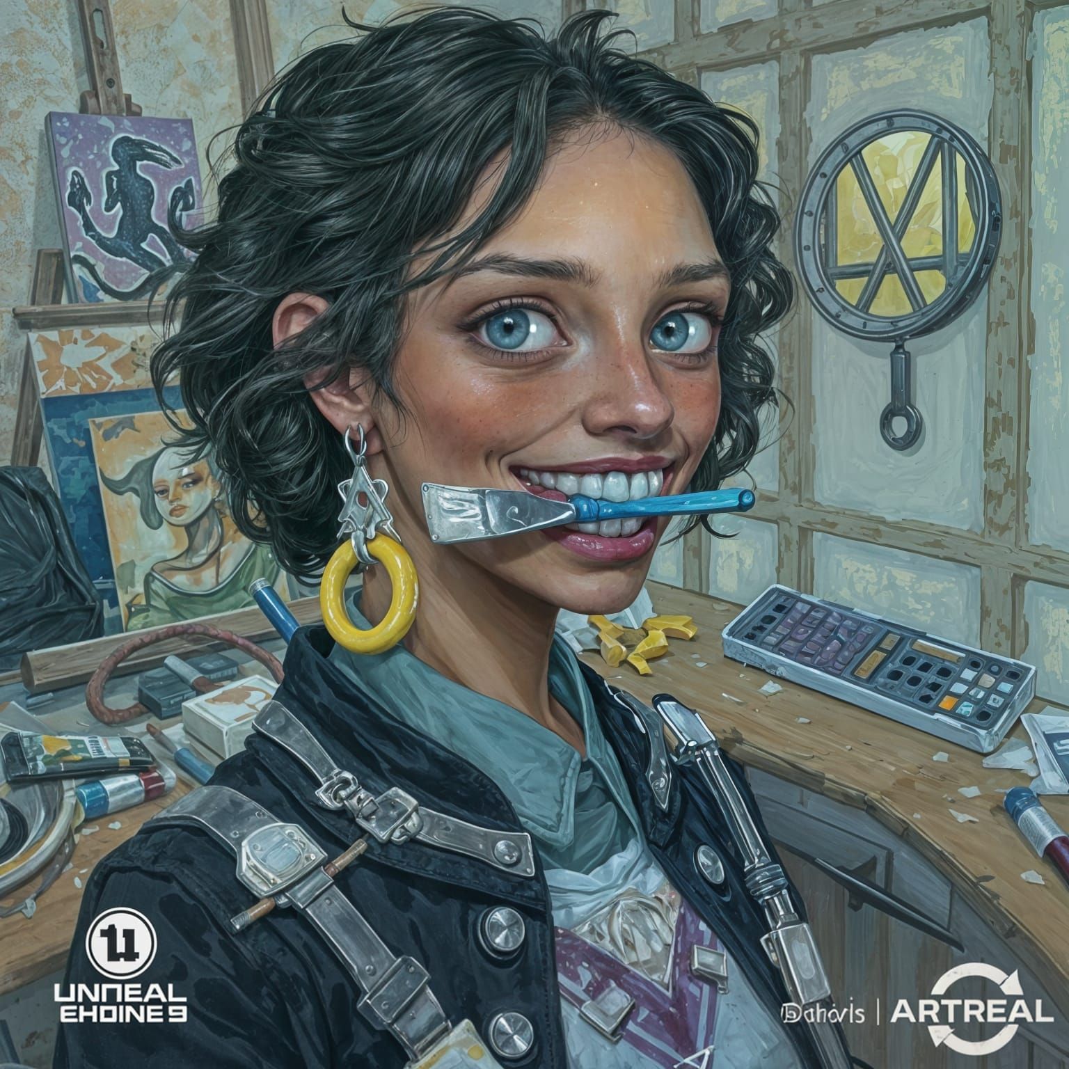 A Young Apprentice Artist in a Whimsical Studio Scene