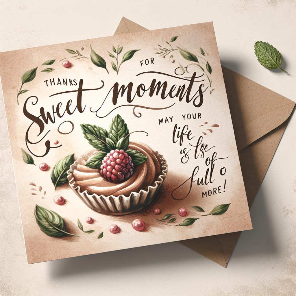 Rustic Pastry Card With Watercolor Mint and Raspberry