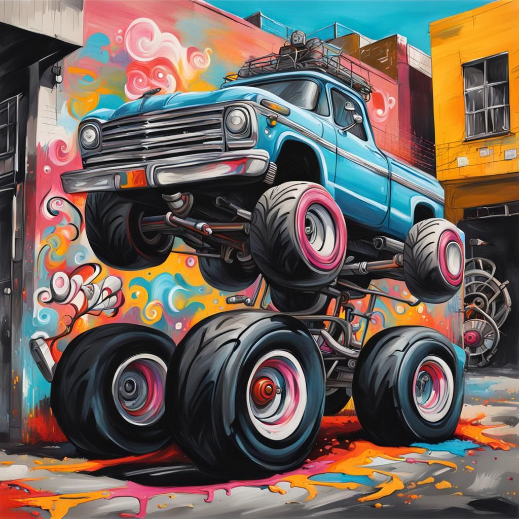 Graffiti Art: Big Wheels in Splash Art Style