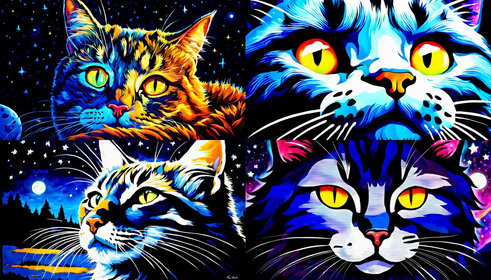 Cat Moon Shining Bright in Hyperrealistic Acrylic