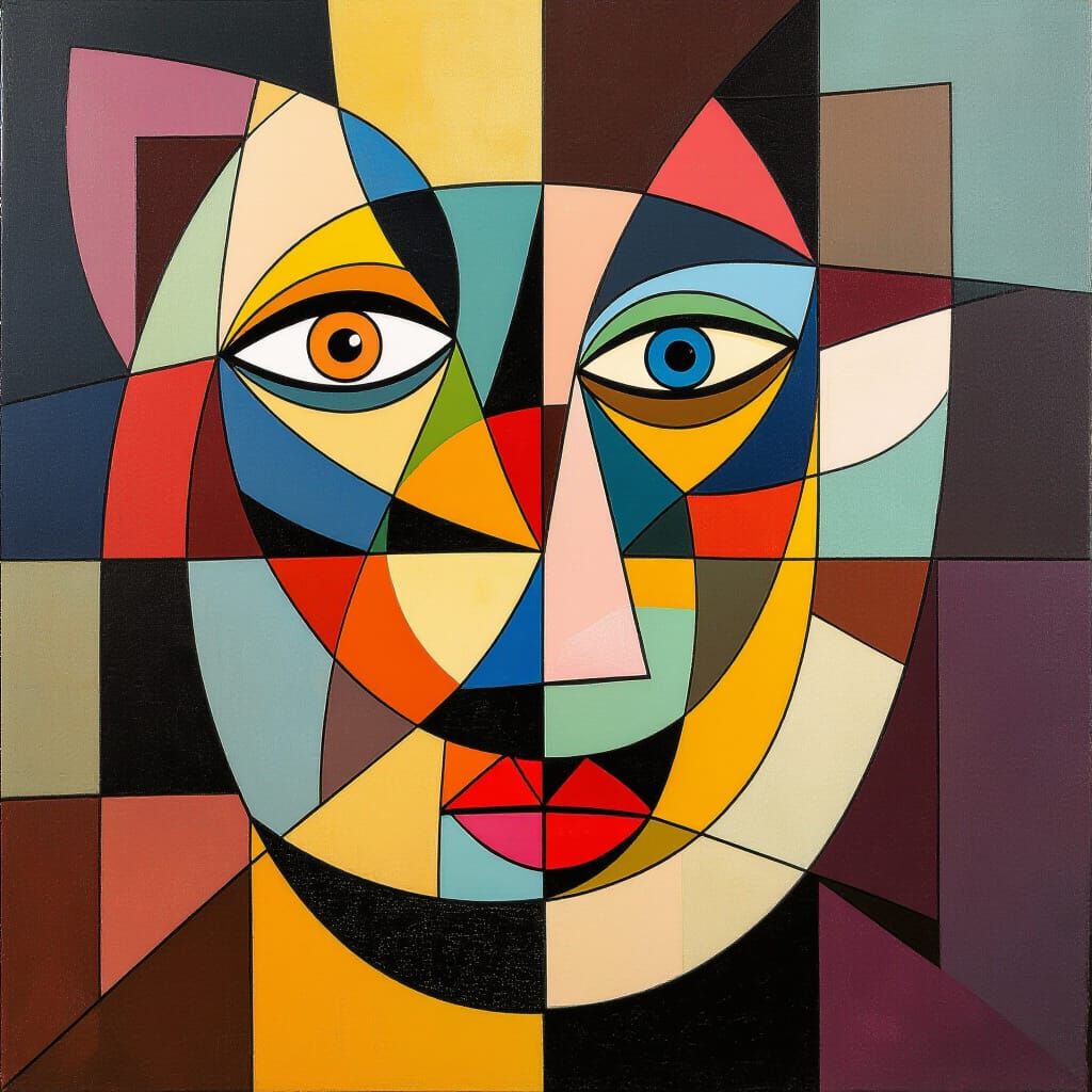 Cubist Painting in Art Deco Style