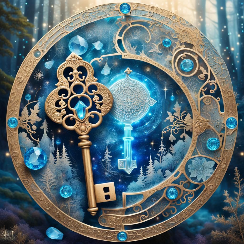 Ancient Astral Key in Vibrant Cosmic Style