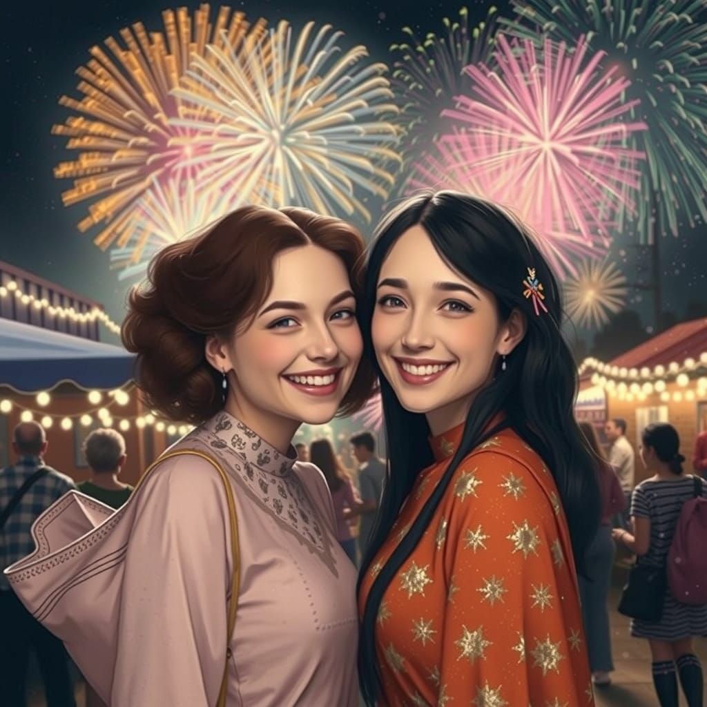 Twin Duo Share Mischievous Grin Amidst Fireworks