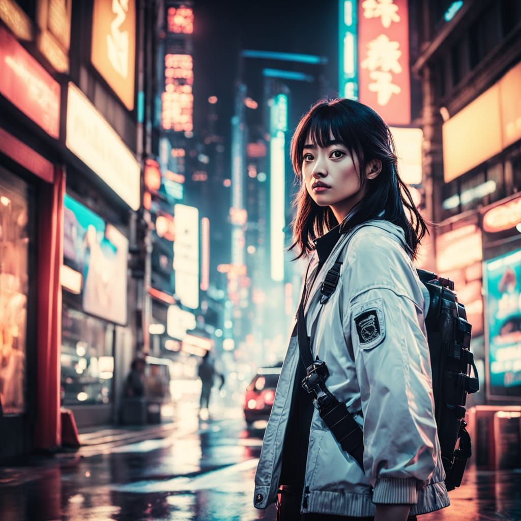 Vibrant City Girl Exudes Optimism and Courage