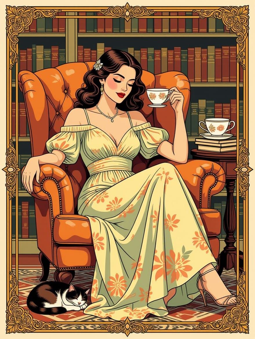 Woman Reading in Pop Art Style