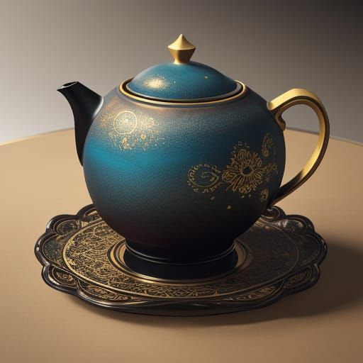 Hyperrealistic Tea Still Life in Golden Hues