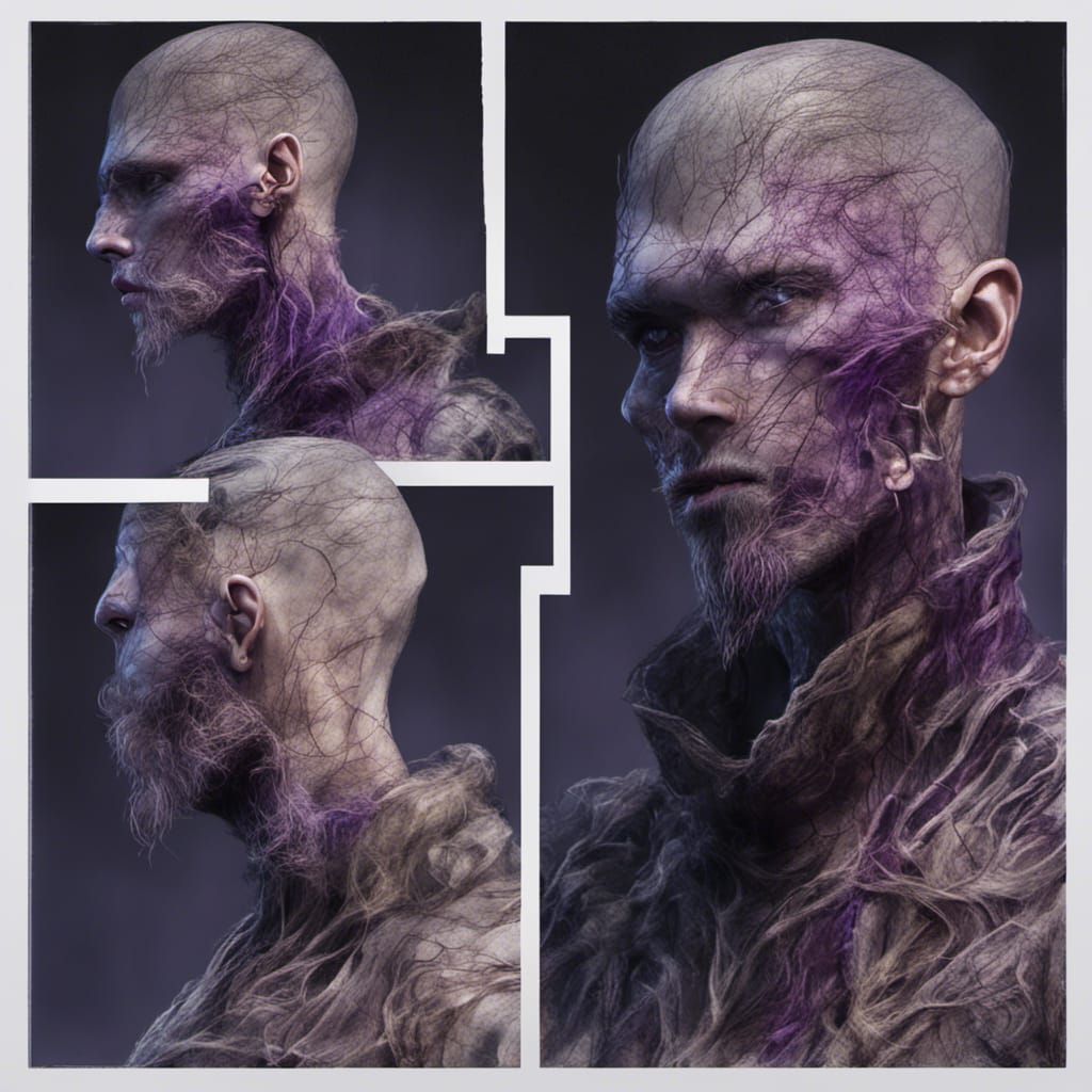 Pale Man with Purple Eyes: Detailed Matte Painting