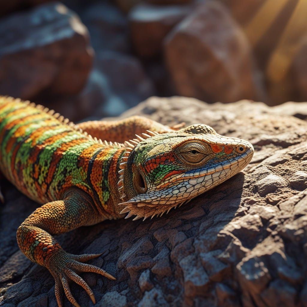 Lizard in Sunlight: Hyperrealistic Concept Art