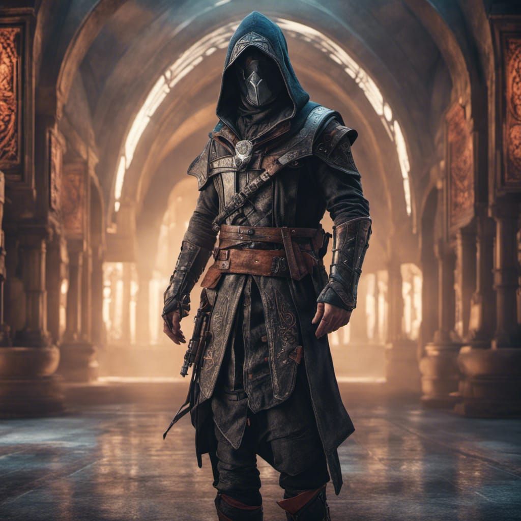 Futuristic Persian Assassin Portrait in Hyperreal Style