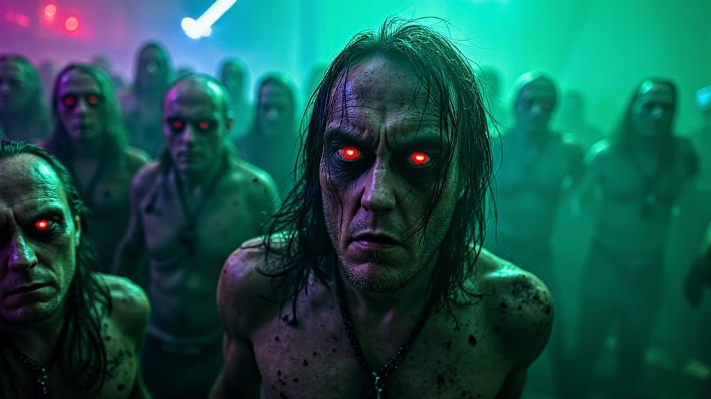 Psychedelic Zombie Horde in Horror Art Style