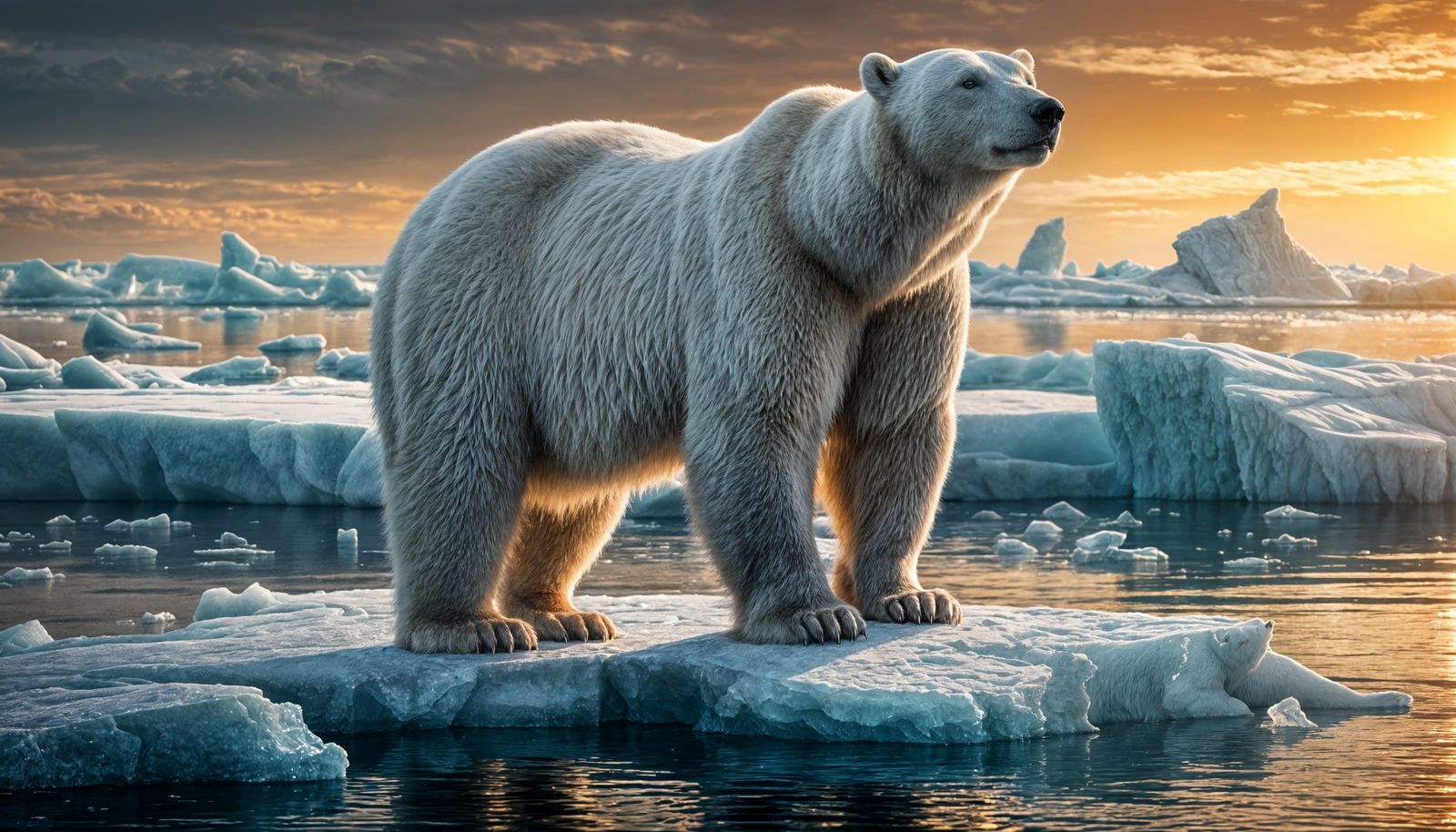 Polar Bear on Melting Ice Floe