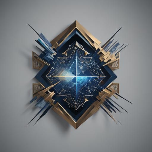 Midnight Inkwell with Geometric Shapes and Golden Light