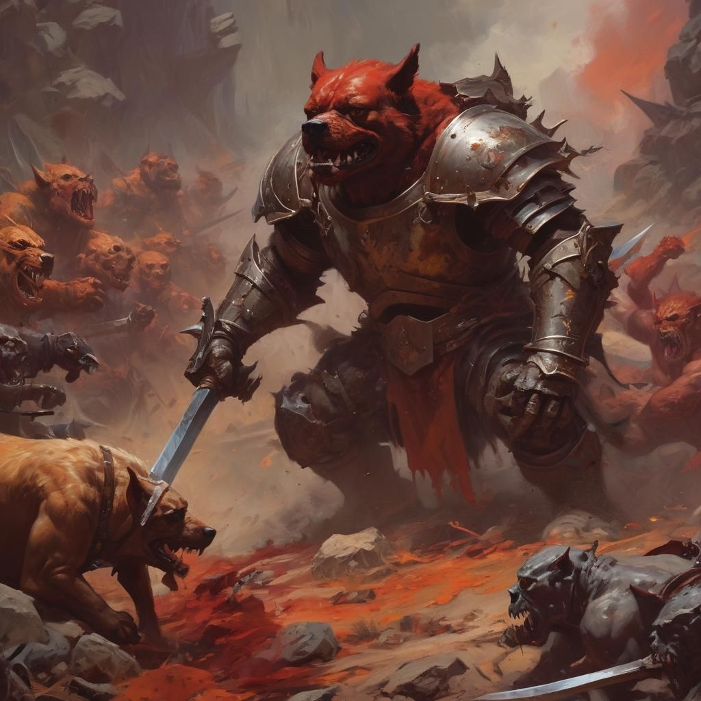 Frank Frazetta Style Dark Fantasy Battle Scene with Heroic D...