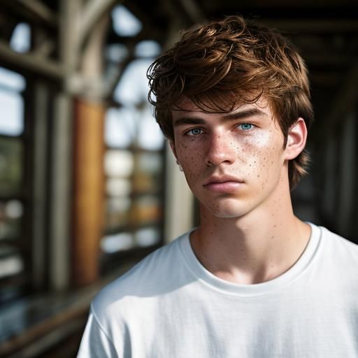 Hyperrealistic Portrait of a Boy with Freckles