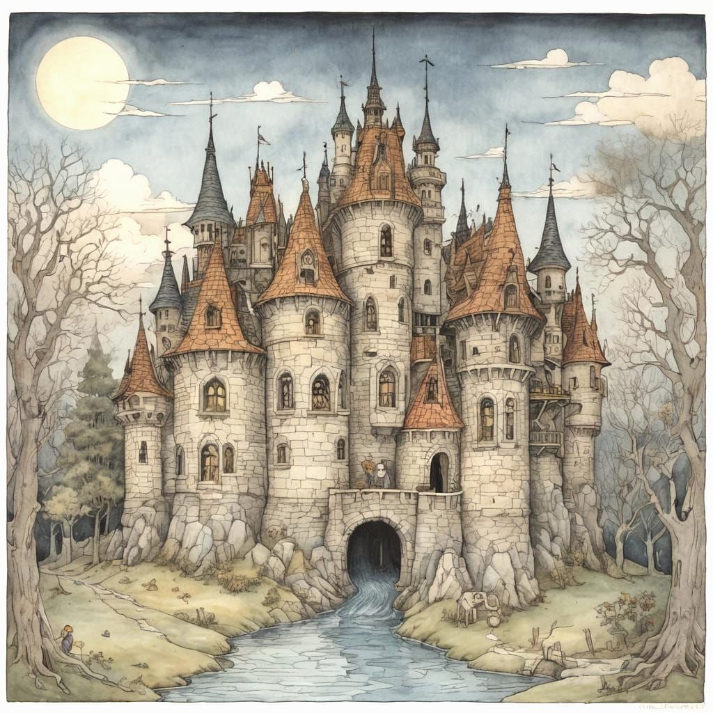 Whimsical Haunted Castle in Fairy Tale Style