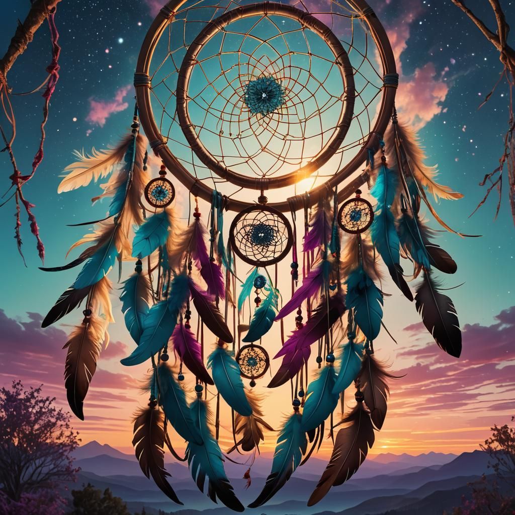 Luminous Dreamcatcher Against Twilight Sky, Fantasy Concept ...