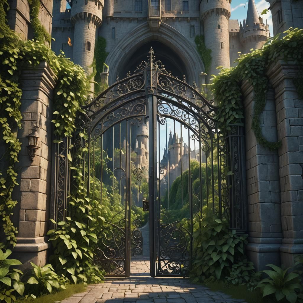 Majestic Castle Behind Silver Gate