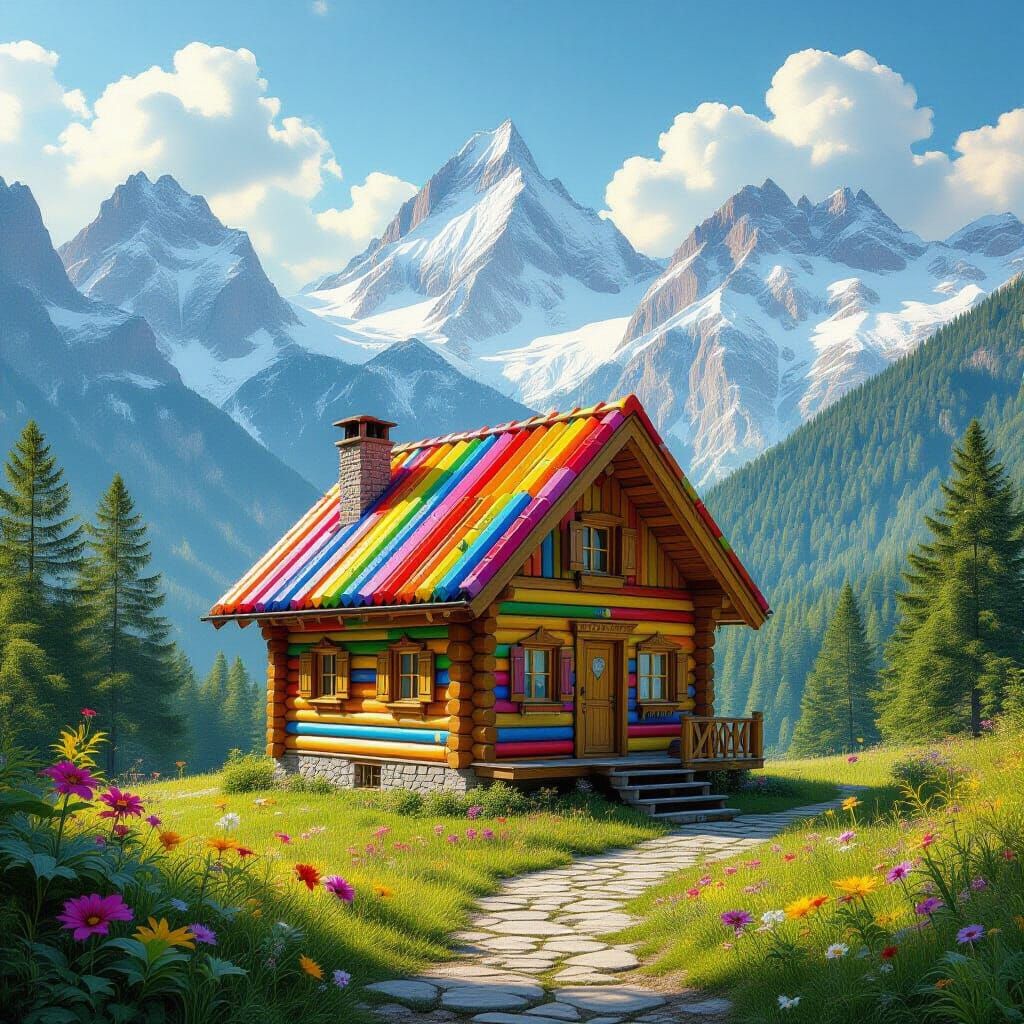 Magical Realism Pencil Cabin in Alps