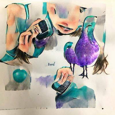 Watercolor Communication Art in Teal and Purple