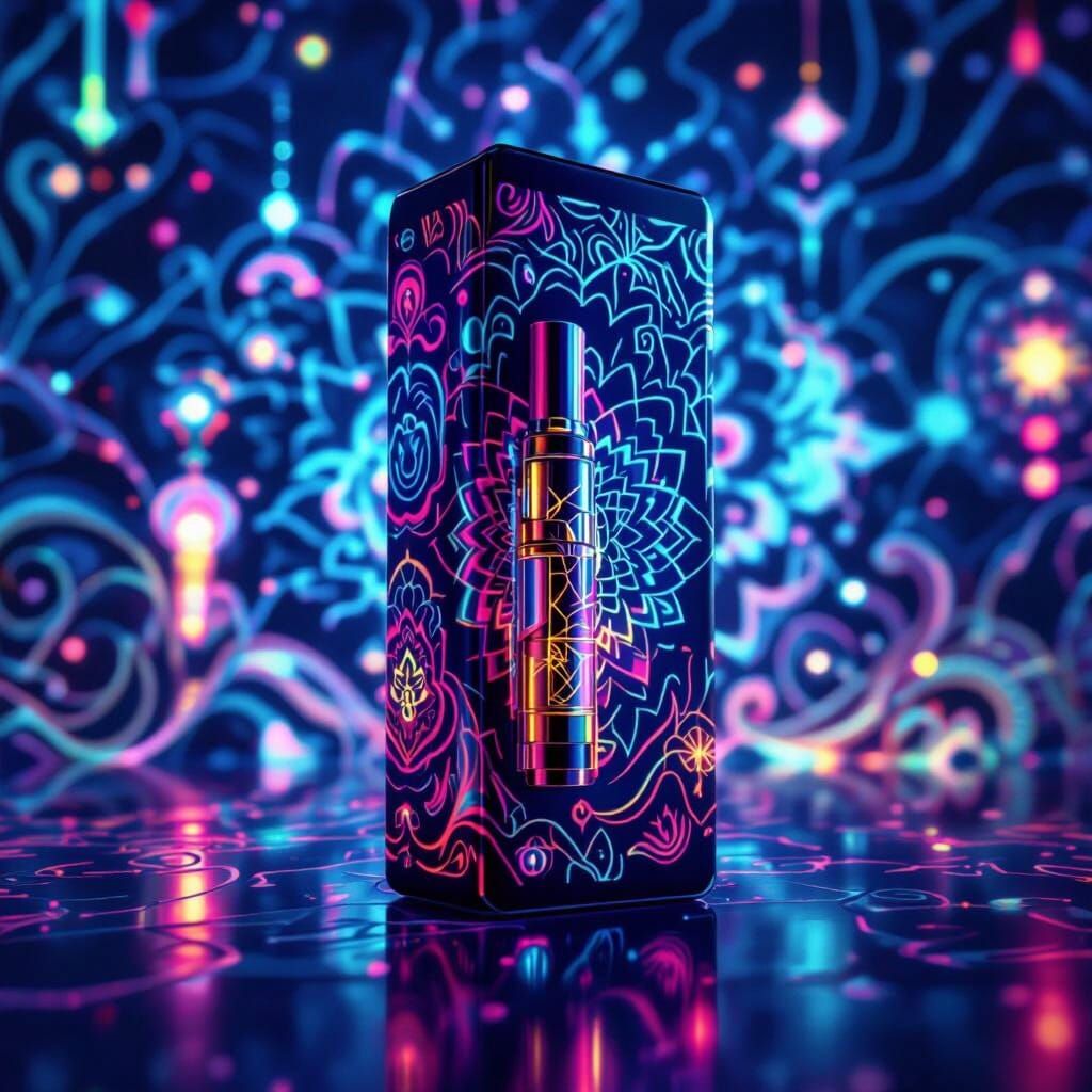 Trippy Vape Cart Package Design With Sacred Geometry