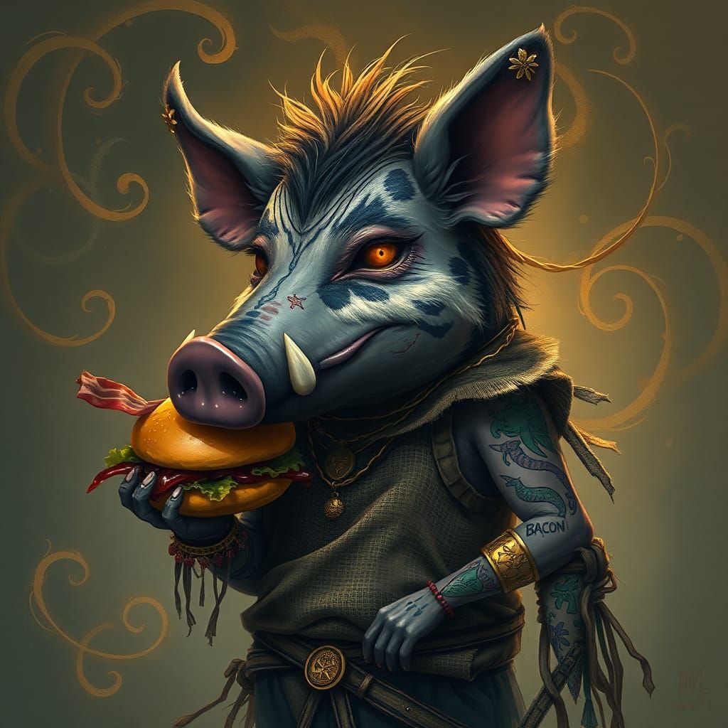 Burlap Wrapped Boar Scarecrow with Magical Eyes