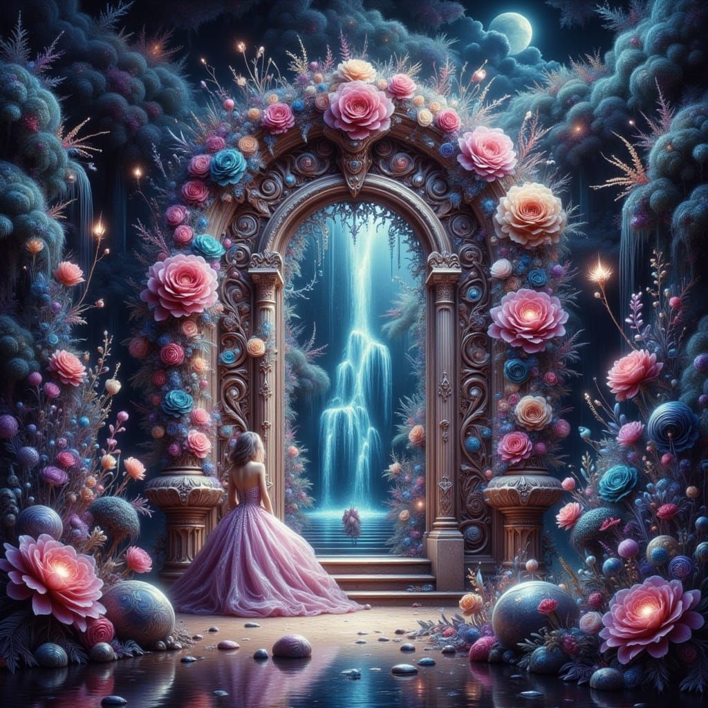 Mystical Gateway to Realized Dreams in Whimsical Watercolor