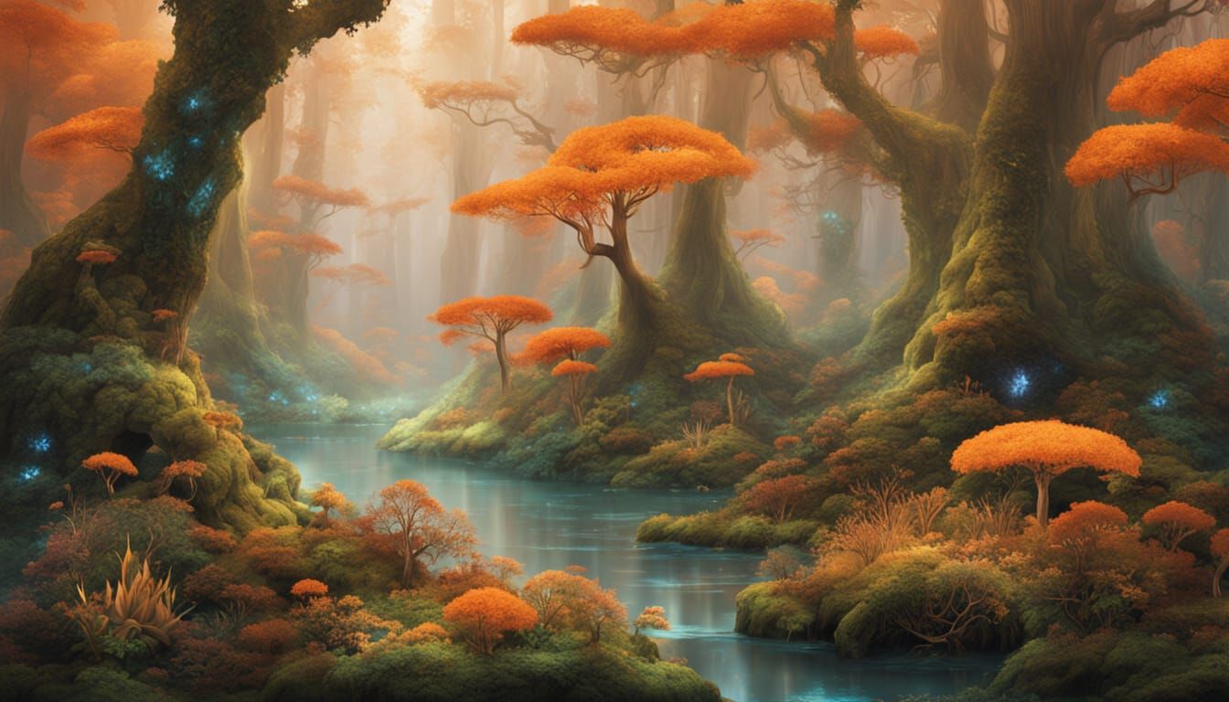 Enchanted Forest Showgirl Performance in Impressionistic Fan...