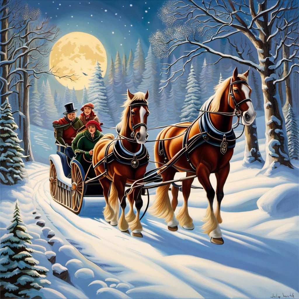 Moonlit Sleigh Ride Through Winter Wonderland