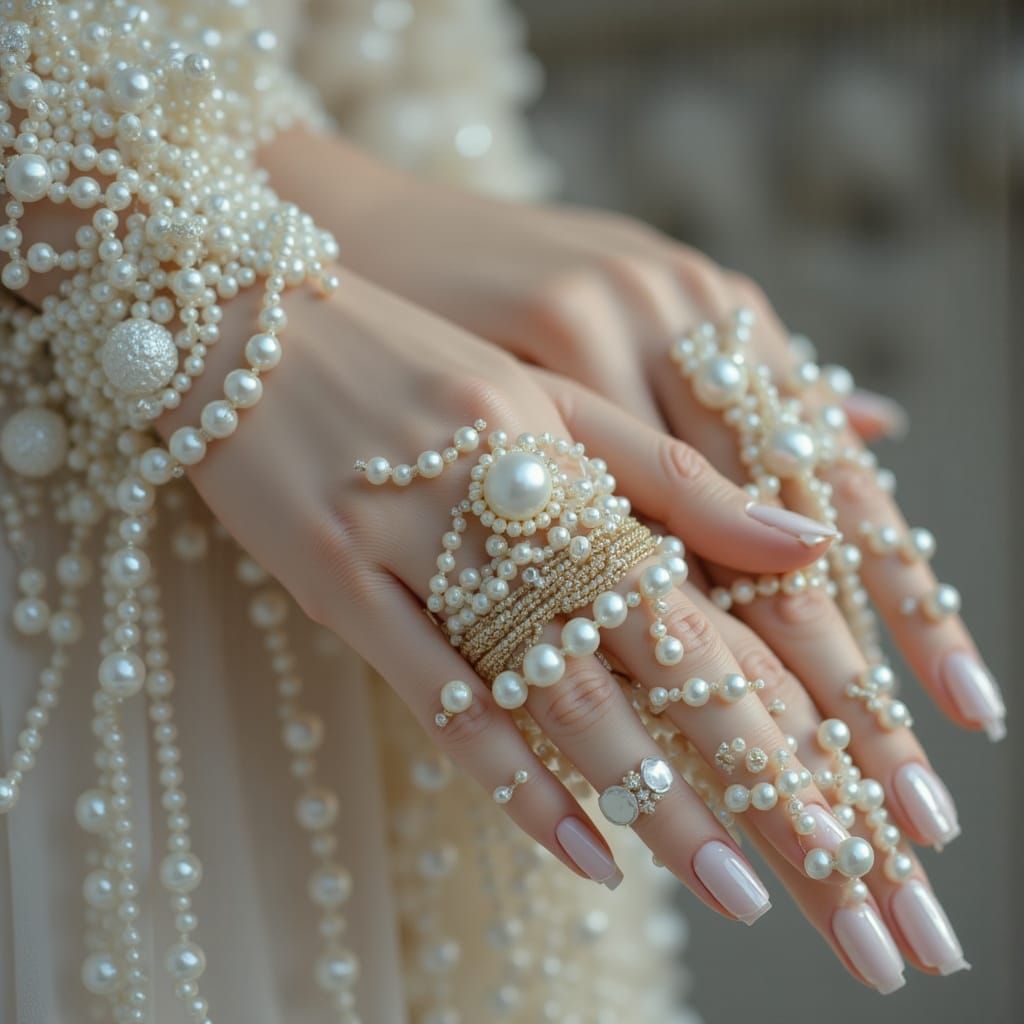 Fantasy Pearl Ring with Intricate Details