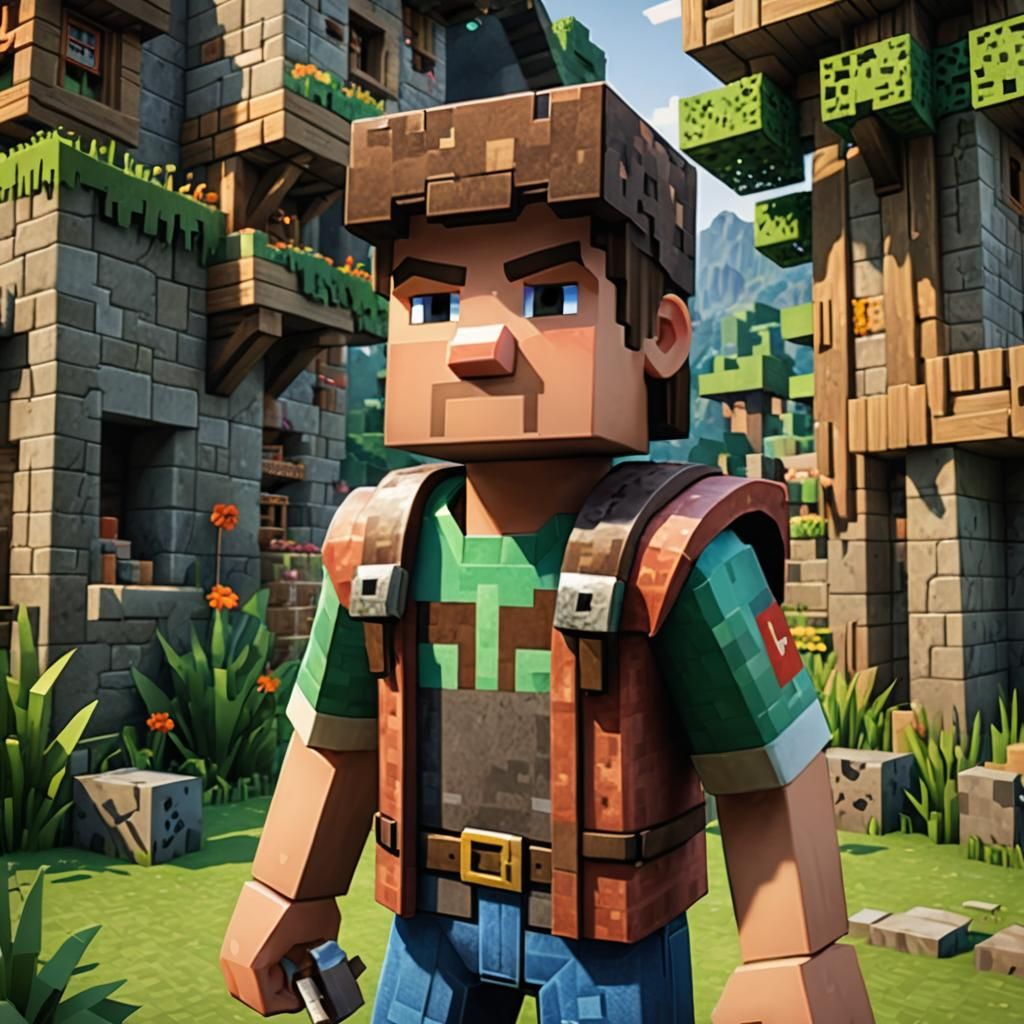 Minecraft villager Ultra realistic, hyper realistic, photo r...