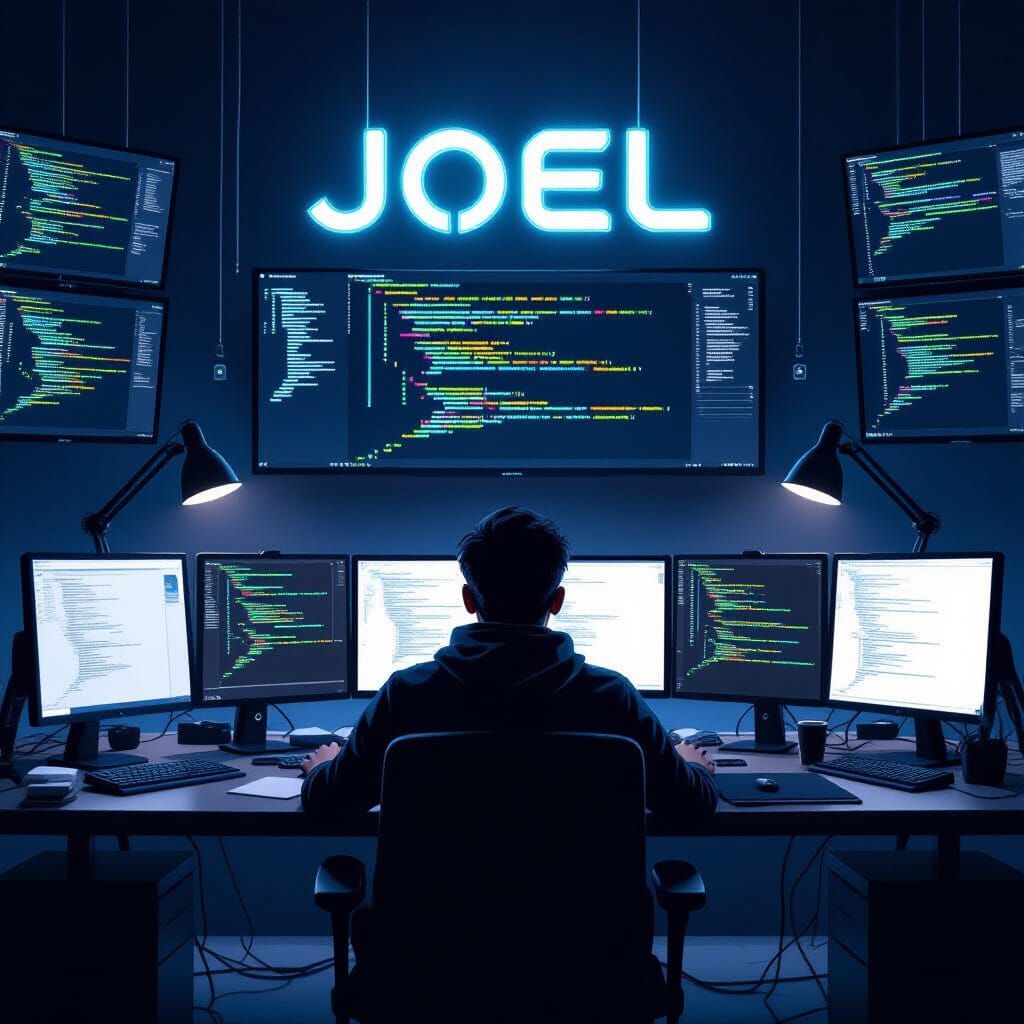 Hacker in Dark Room: Futuristic Digital Art