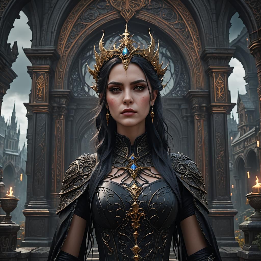 Beautiful Goth Woman: Detailed Matte Painting