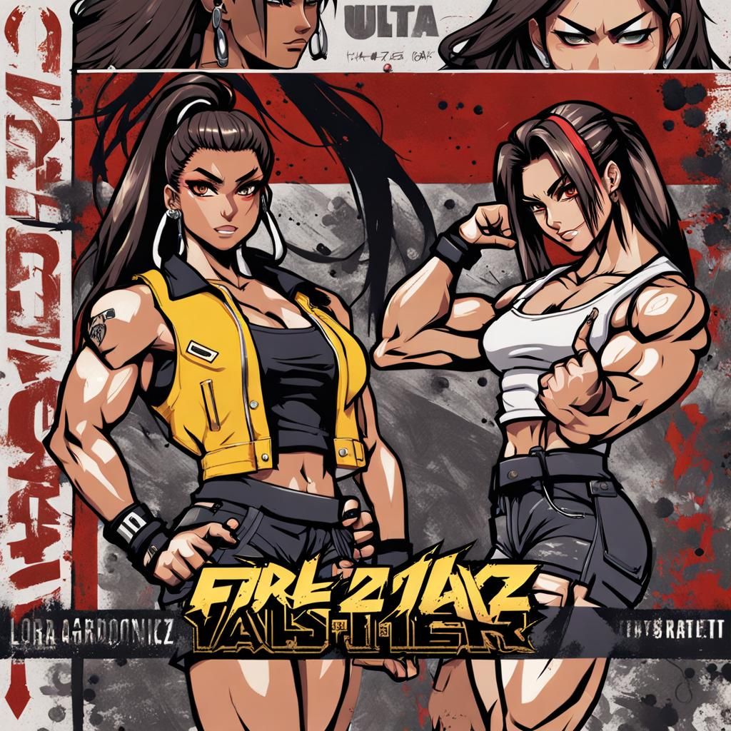 Anime Bodybuilder Brawlers in Street Fighter Style