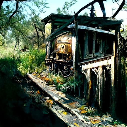 Abandoned Train: Oil Painting in Luminist Style