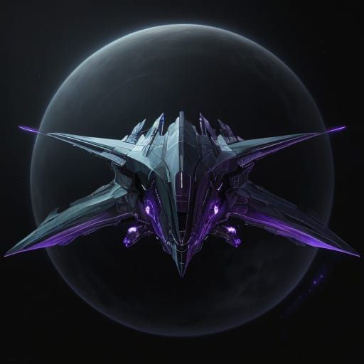 Epic 3D Masterpiece of a Manta Spaceship in a Vibrant Violet...