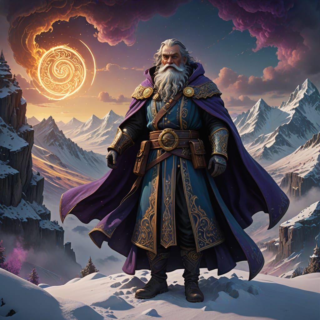 Santa in Majestic Dark Fantasy Landscape