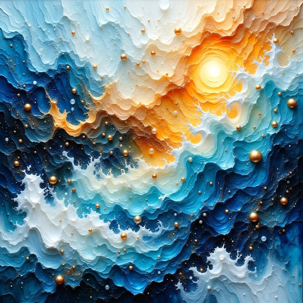 Abstract Birdseye View in Mixed Media Style