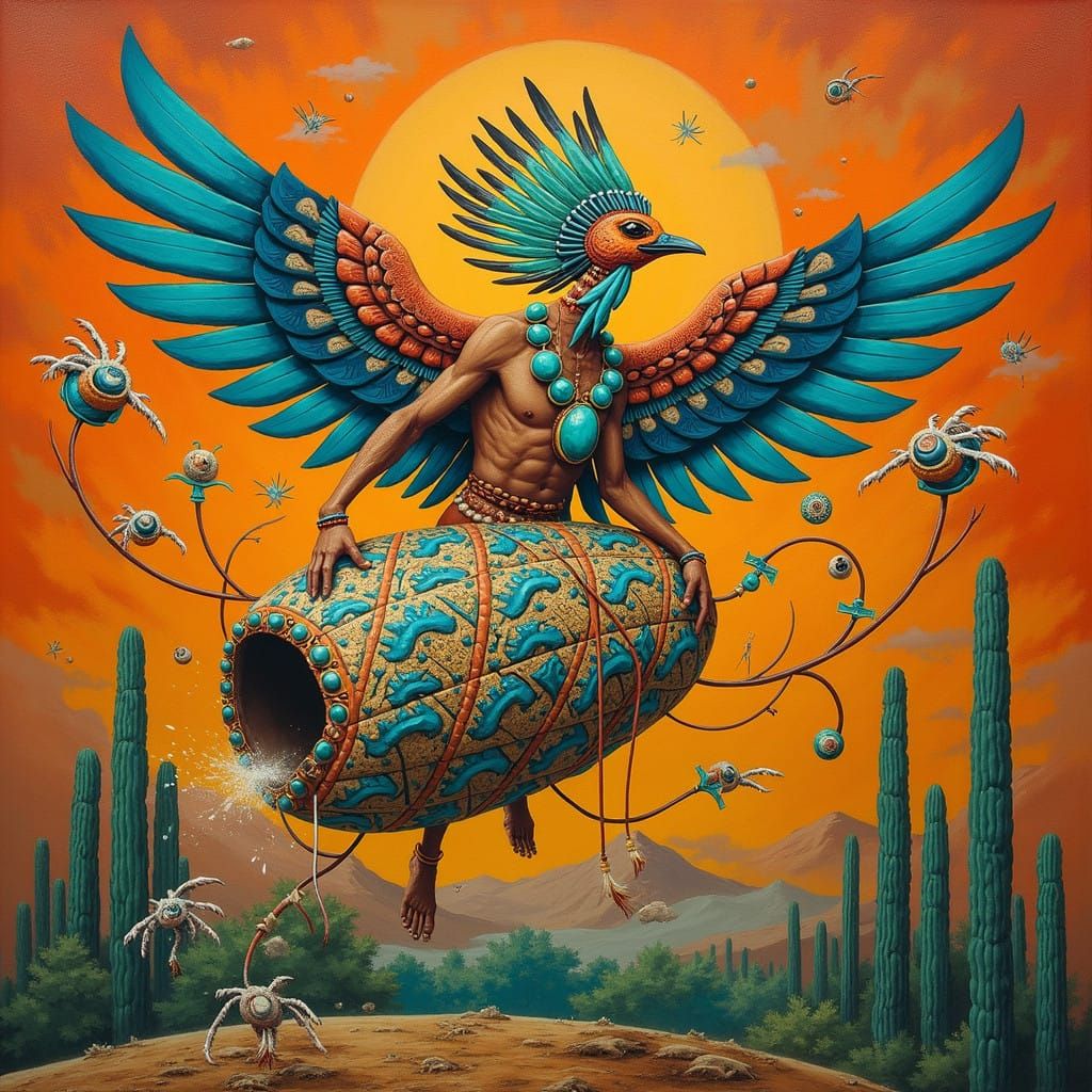 Native Spirit Soars Free in Naztec Art Style