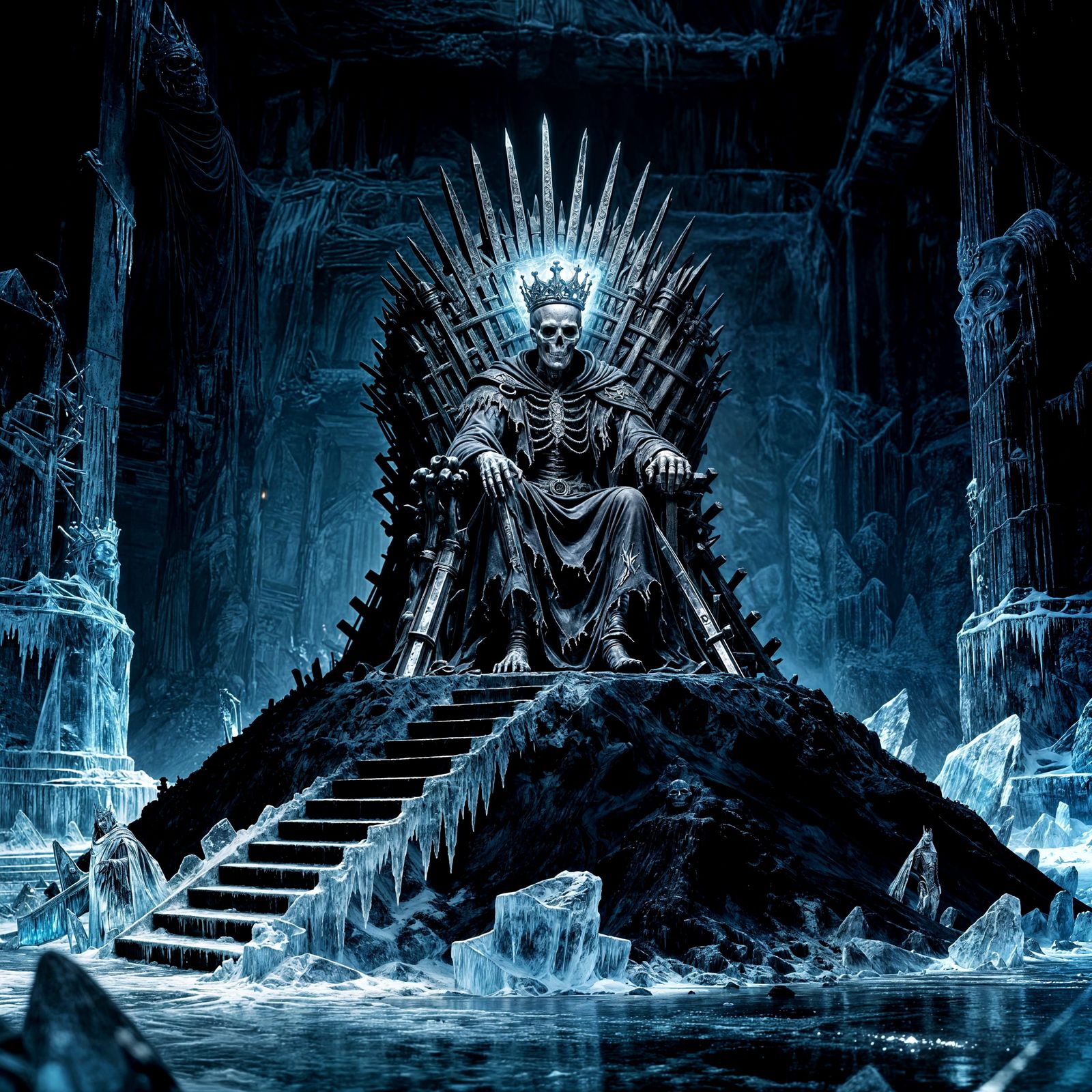 Menacing Iron Throne on Dark Ice Hill