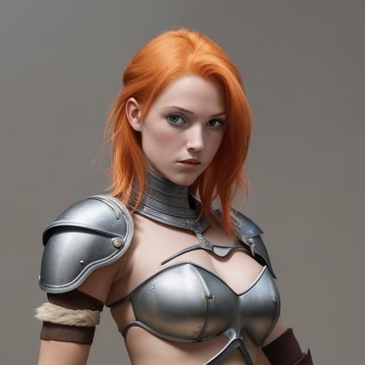 Redhead Gladiator Girl in Detailed Painted Armor