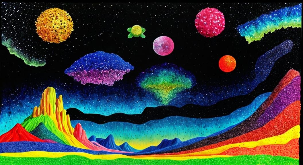 Technicolor Cave Field in Glittercore Pointillism