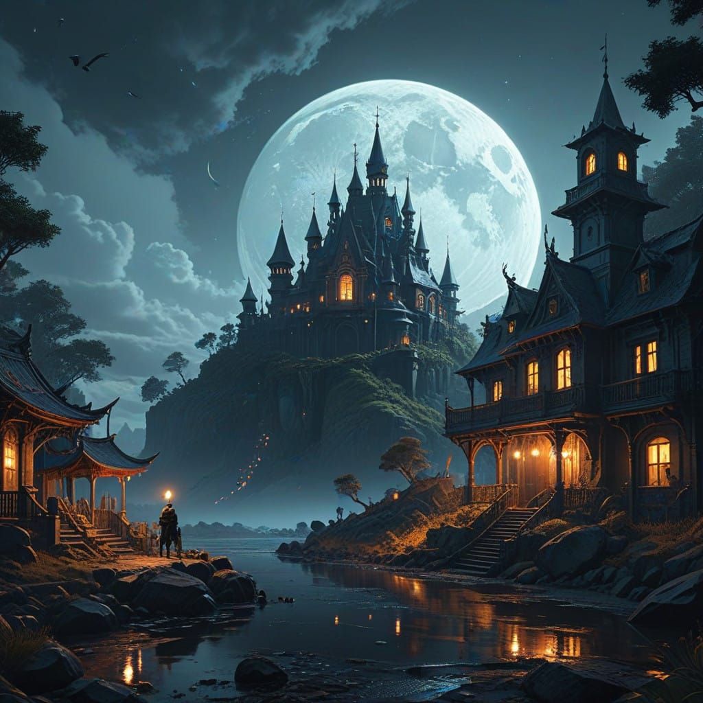 Ethereal Fantasy Realm in Grand Rococo Style