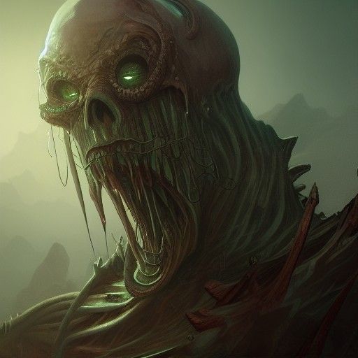 Creepy Noseless Monster: Detailed Matte Painting